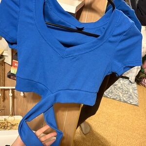 Blue V-Neck Women's Top